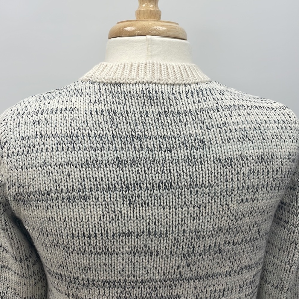 Banana Republic Chunky Knit Crewneck Sweater 100% Cotton Preppy Blue White Small - Picture 7 of 10